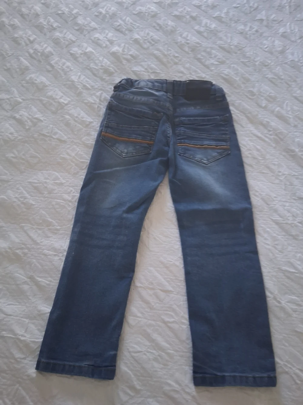 Kid Boys' Classic Straight Leg Jeans in Dark Blue Adjustible Waist Size 5 Years